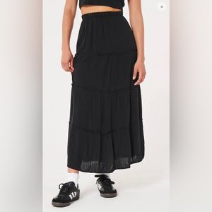Ultra high rise tiered maxi skirt